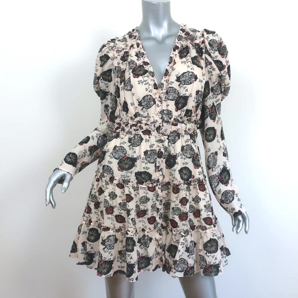 Ulla Johnson Ruffled Mini Dress Winsor Gardenia Print Voile Size 6 New